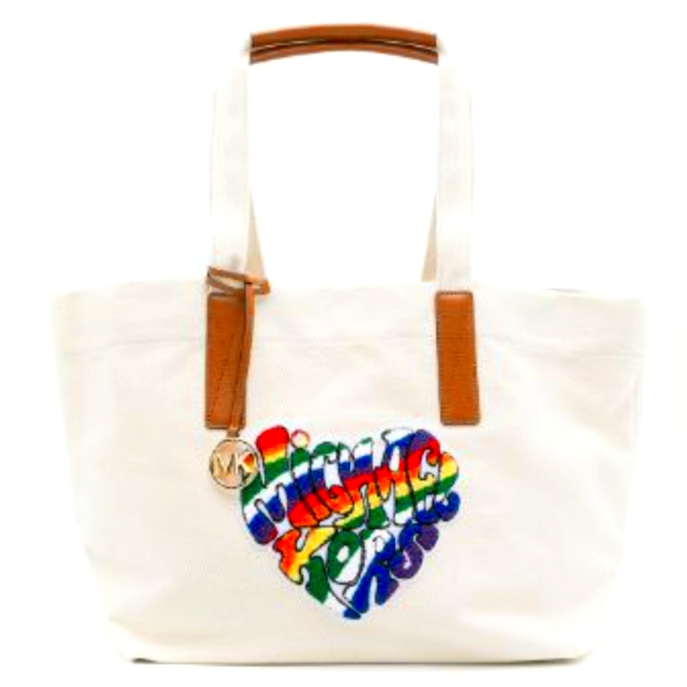Michael Kors rainbow logo canvas tote
